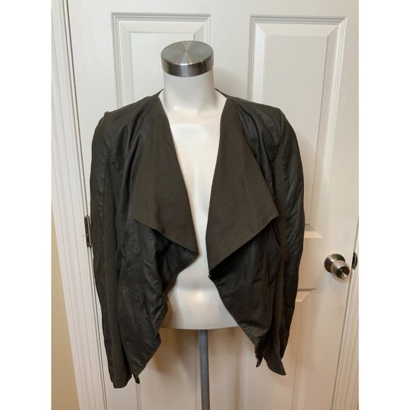 Elie Tahari Olive Green 100% Lamb Leather & Cotton Jacket, Size S - Picture 1 of 5